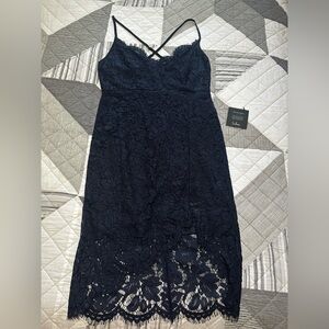 Lulu's Midnight Blue Lace Dress-size medium